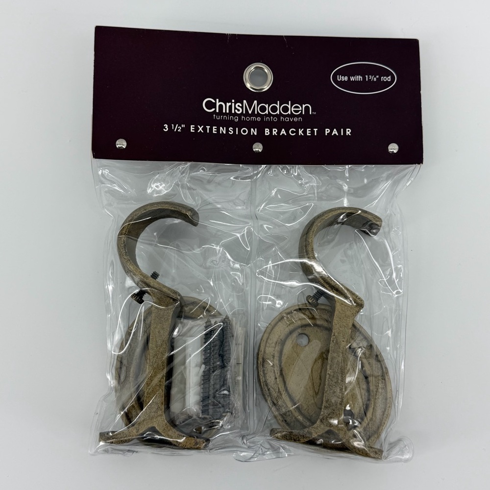Chris Madden 3.5" Extension Bracket Pair in Antique Gold, NWT